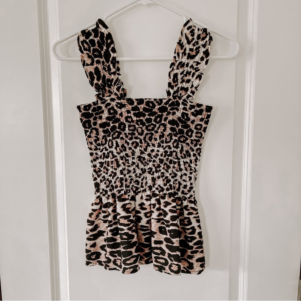 Cheetah Print Ruffle Tank Top Fit & Flare